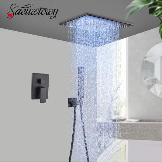 Ceil Installation Bathroom LED Shower Faucet Shower Set Faucet Bathtub Shower Tap Waterfall Spout Faucet Hot Cold Mixer Crane